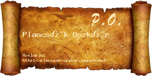 Plancsák Oszkár névjegykártya